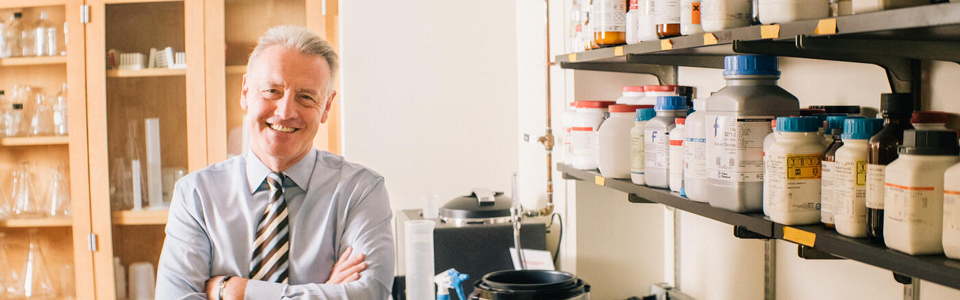 Dr. Dario Altieri smiles in a Wistar lab